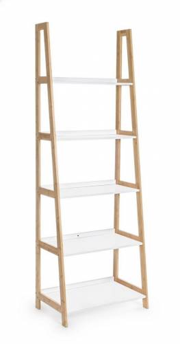 Raft din bambus si MDF - Brooklyn Tall Natural / Alb - l62 - 5xA40xH180 cm