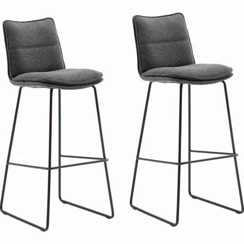 Set 2 scaune de bar rotative tapitate cu stofa si picioare metalice - Hampton Antracit / Negru - l45xA54xH110 cm