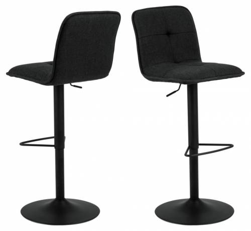 Set 2 scaune de bar rotative tapitate cu stofa si picior metalic - Hellen Antracit / Negru - l45xA54xH113 cm
