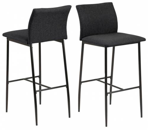 Set 2 scaune de bar tapitate cu stofa si picioare metalice Demina Gri inchis / Negru - l41 - 5xA50xH100 - 5 cm