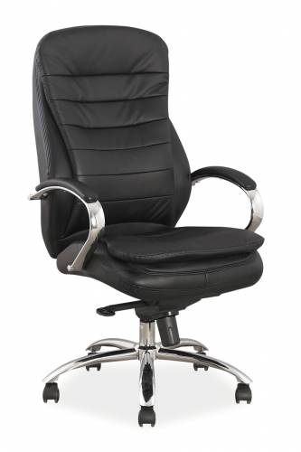 Scaun de birou directorial tapitat cu piele naturala si ecologica - Qwin-154 L Negru - l65xA53xH116-122 cm