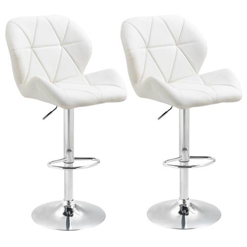 HomCom set 2 scaune de bar pivotante - albe | RO