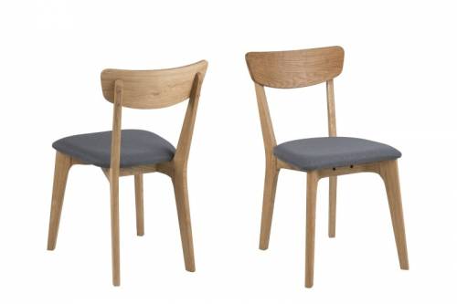 Set 2 scaune din lemn - tapitate cu stofa Taxi Gri Inchis / Stejar - l45xA49xH84 cm