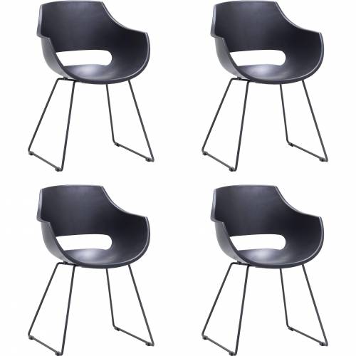 Set 4 scaune din plastic cu picioare metalice Rockville Skid Negru - l57xA58xH80 cm