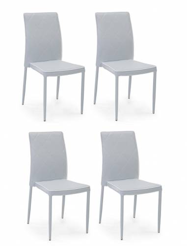 Set 4 scaune tapitate cu piele ecologica si picioare metalice Achille Gri - l43 - 5xA53 - 5xH92 cm