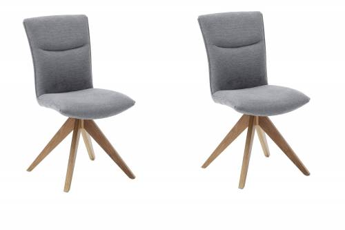 Set 2 scaune rotative tapitate cu stofa si picioare din lemn - Odense Gri / Stejar - l50xA66x93 cm