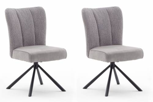 Set 2 scaune rotative tapitate cu stofa si picioare metalice - Santiago B - Gri / Negru - l53xA64xH91 cm