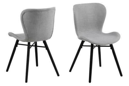 Set 2 scaune tapitate cu stofa si picioare din lemn Batilda A-1 Gri deschis / Negru - l47xA53xH82 - 5 cm