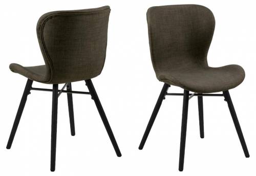 Set 2 scaune tapitate cu stofa si picioare din lemn Batilda A-1 Kaki / Negru - l47xA53xH82 - 5 cm