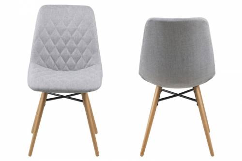 Set 2 scaune tapitate cu stofa si picioare din lemn Lif Gri Deschis / Stejar - l46xA57xH85 cm