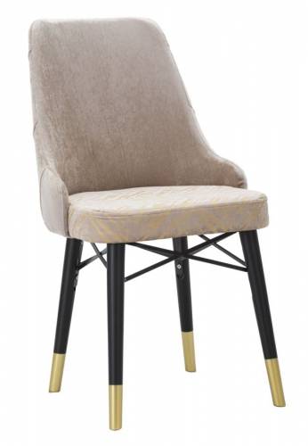 Set 2 scaune tapitate cu stofa si picioare din lemn Venus Velvet Gri / Negru / Auriu - l50xA54xH93 cm