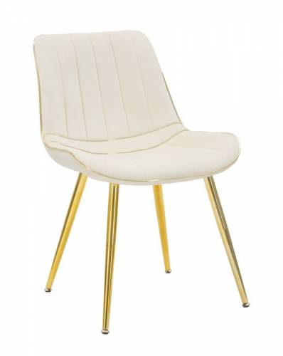 Set 2 scaune tapitate cu stofa si picioare metalice Paris Velvet Crem / Auriu - l51xA59xH79 cm