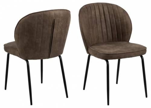 Set 2 scaune tapitate cu stofa si picioare metalice - Patricia Maro / Negru - l52xA57 - 5xH82 cm