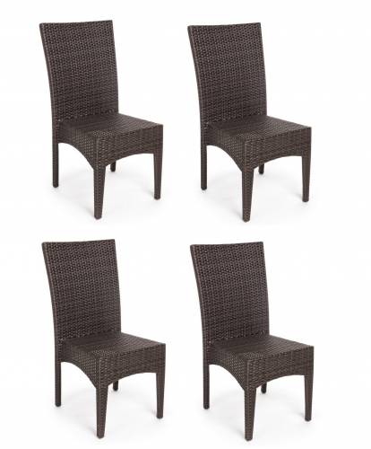 Set 4 scaune de gradina / terasa din fibre sintetice si metal Antalys Maro - l47xA58xH93 cm