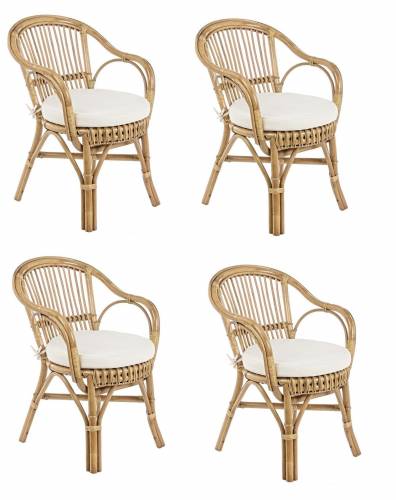 Set 4 scaune de gradina / terasa din ratan New Barina Natural - l57xA61xH80 cm