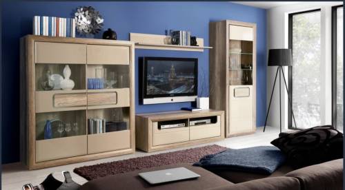 Set de mobila living din pal - 4 piese Tadita Stejar / Bej